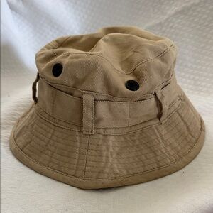 Vintage World Famous Khaki Boonie Bucket hat w Hidden Zipper Size Medium